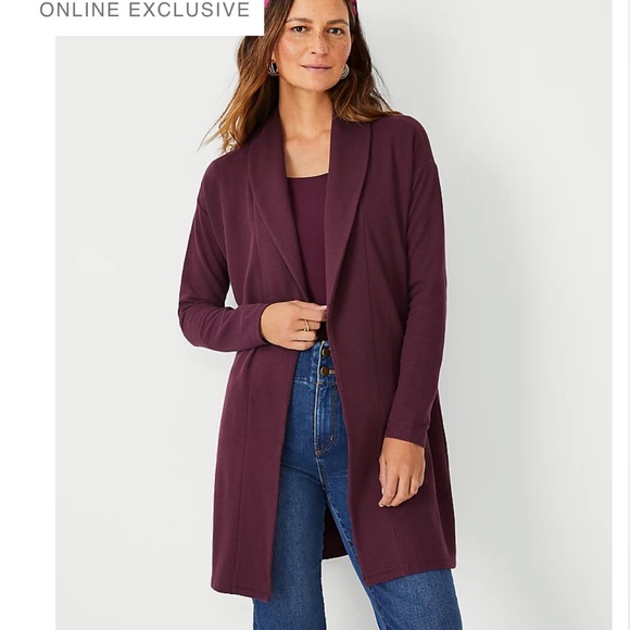 NWT Ann Taylor Waffle Shawl Collar Open Cardigan - Picture 3 of 7